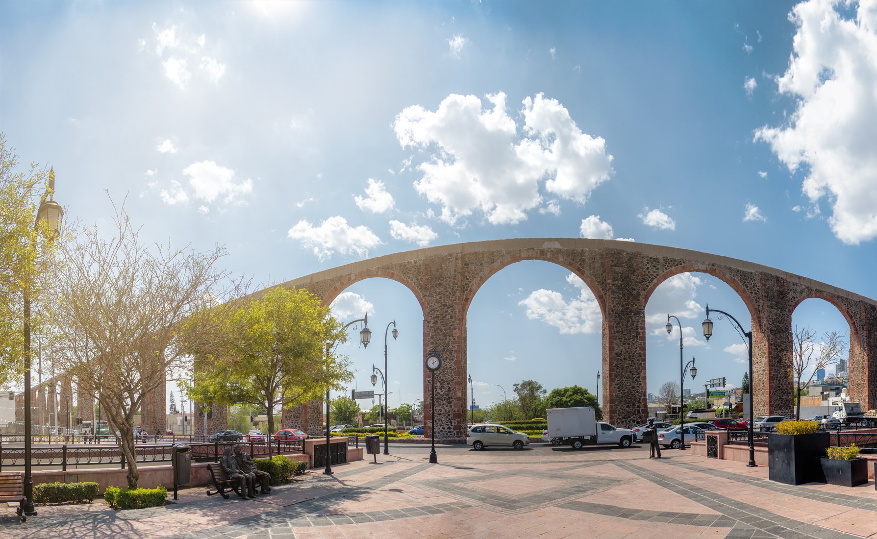 Premium Image with Copyspace of the Arches of Queretaro in Mexico